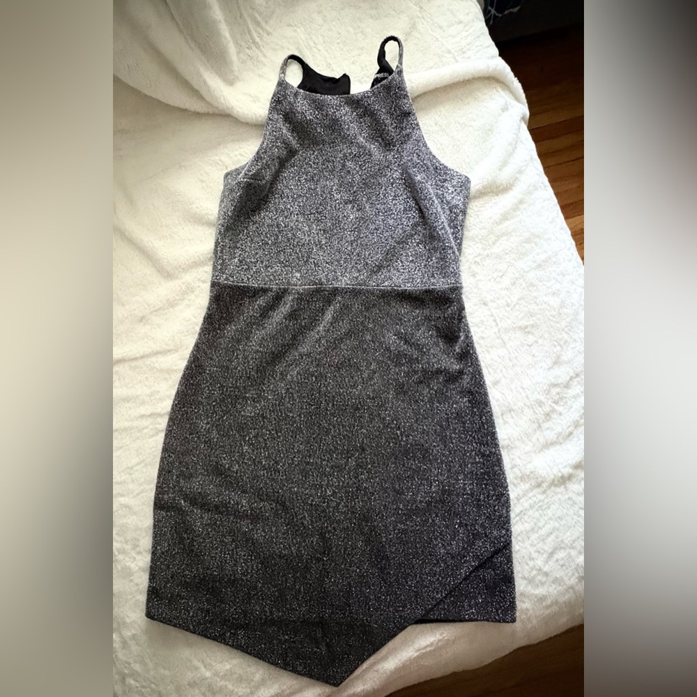 Express Charcoal and Black Textured Midi Dress